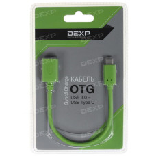 Кабель OTG DEXP USB Type-C - USB зеленый 0.15 м Кабель OTG DEXP USB Type-C - USB зеленый 0.15 м