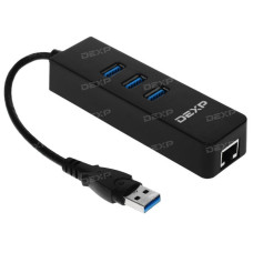 Сетевая карта DEXP AT-UH004 + USB3.0 HUB 3-port Сетевая карта DEXP AT-UH004 + USB3.0 HUB 3-port